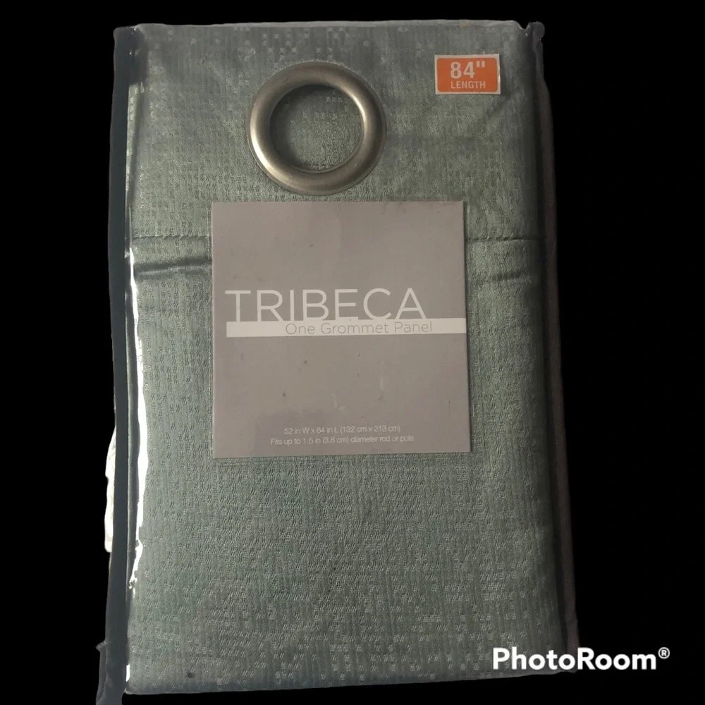 NWT Tribeca Seafoam Faux Silk Curtain Panel 52” X 84”